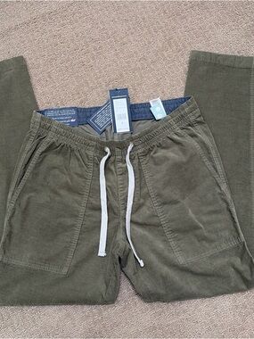 Vineyard Vines Men's Olive new corduroy Pants pull on khaki green S NWT